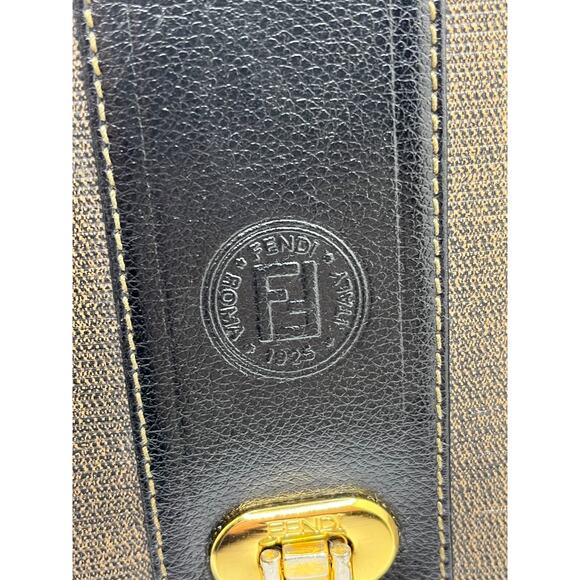 Fendi Purse PEQUIN BAG Striped Leather Gold Modern Pockets Organizer VNTG - Picture 6 of 16